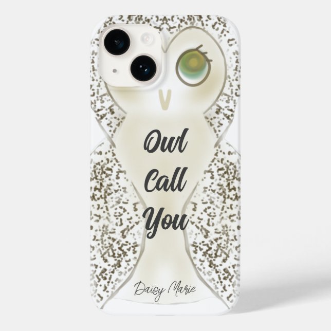 Cute Funny Photography Owl Call You Monogram Case-Mate iPhone Case (Back)