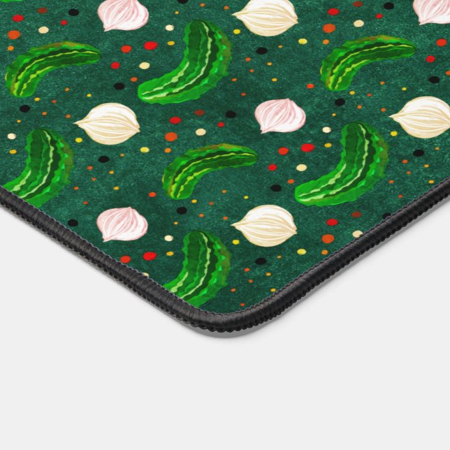 Cute Funny Pickles Lover Pattern Cool Unique Green Desk Mat (Corner)