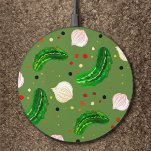 Cute Funny Pickles Pun Cool Unique Modern Green Wireless Charger