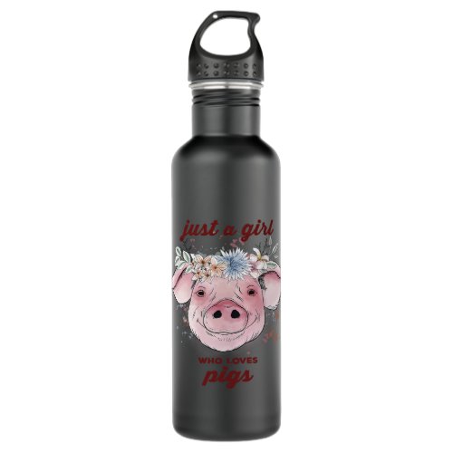 Cute Funny Pig Print Novelty Gift For Pig Lover Fa Stainless Steel Water Bottle
