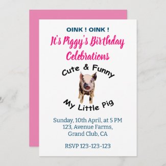 Cute Funny Pig's Birthday Farm Animal Party