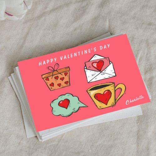 Cute Funny Pink and Red Heart Valentine Day Card