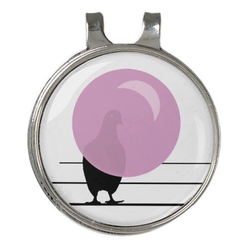 Cute Funny Pink Bubble Gum Bird On a Wire White Golf Hat Clip