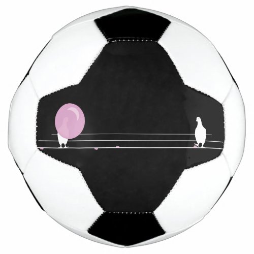 Cute Funny Pink Bubble Gum Birds On a Wire Soccer Ball