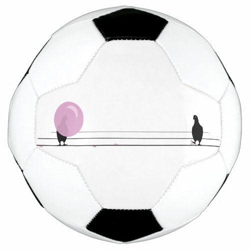 Cute Funny Pink Bubble Gum Birds On a Wire Soccer Ball