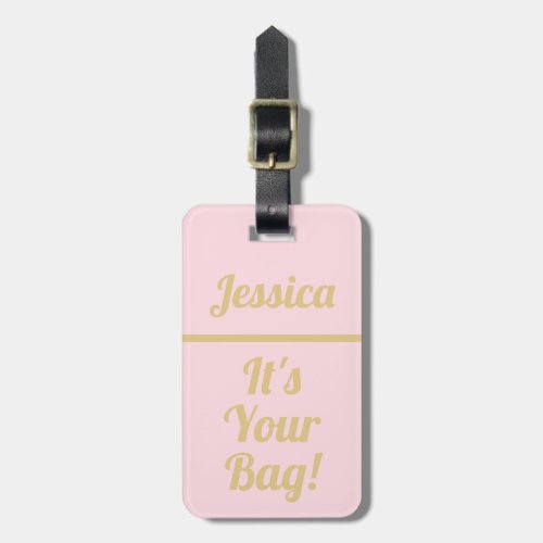 Cute Funny Pink Gold luggage tag for women