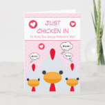 Cute Funny Pink Just Chicken In Mother's Day Holiday Card
