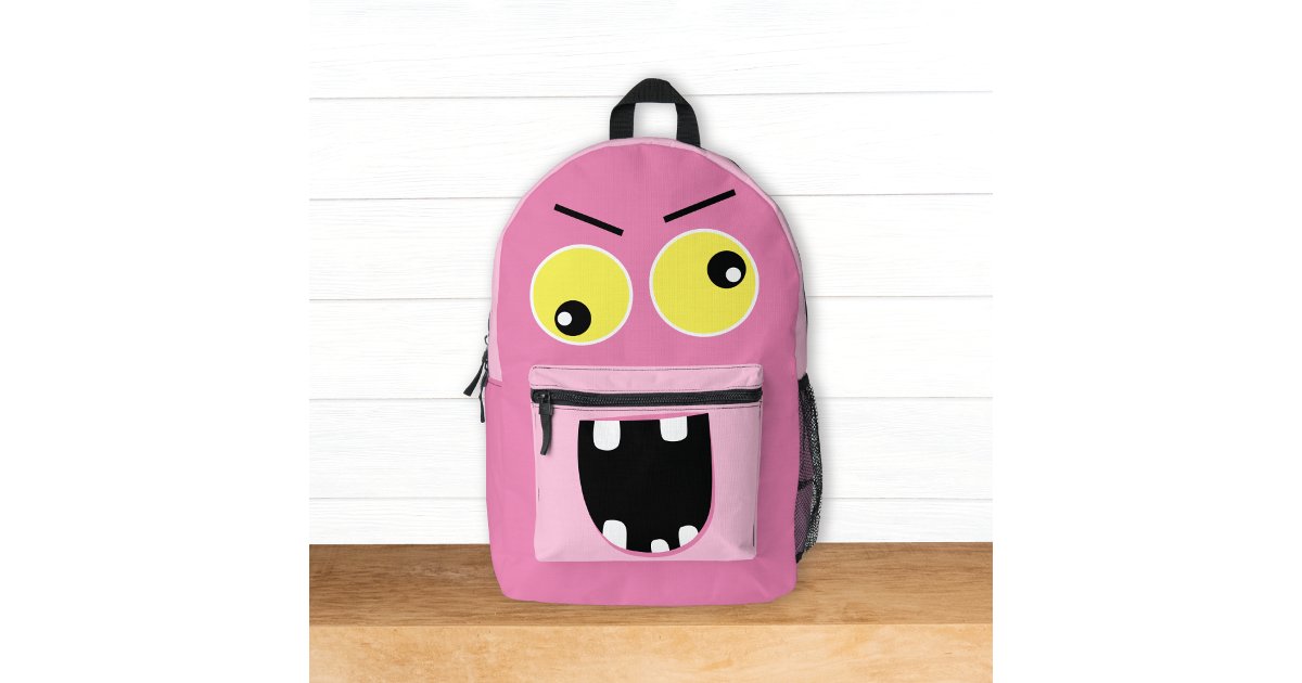 Pink Monster Backpack Cute Funny Pink Monster w/ Name Kids Printed Backpack | Zazzle