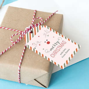 Cute Funny Pink Red Merrry Christmas Gift Tags