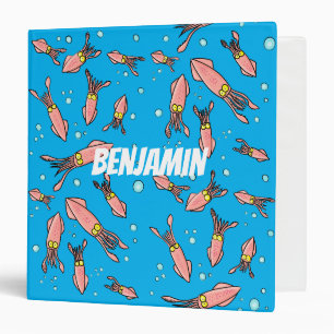 Cute funny pink squid cartoon pattern 3 ring binder