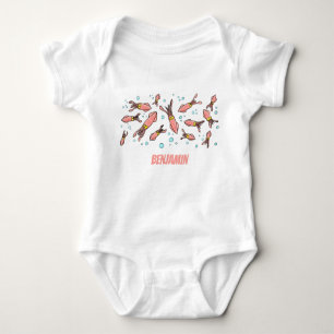 Cute funny pink squid cartoon pattern baby bodysuit