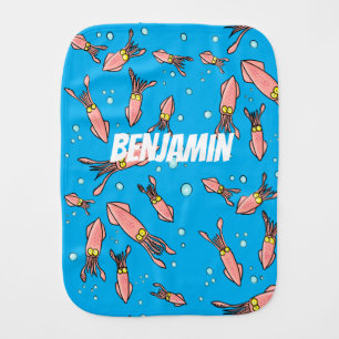 Cute funny pink squid cartoon pattern baby burp cloth