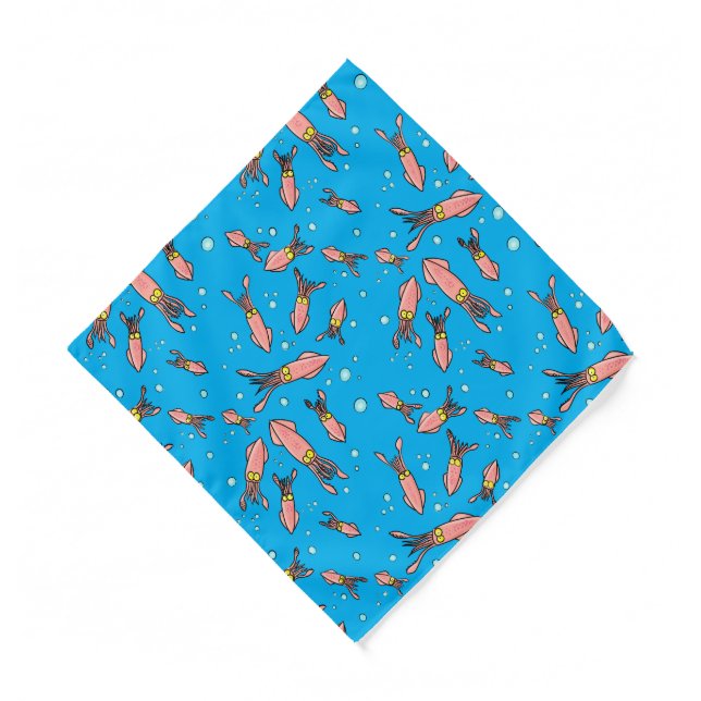 Cute funny pink squid cartoon pattern bandana (Front)