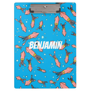 Cute funny pink squid cartoon pattern clipboard