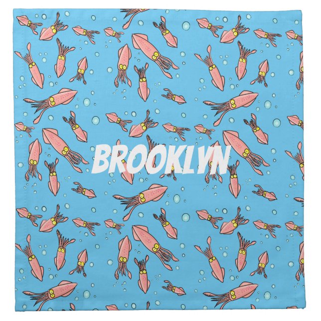 Cute funny pink squid cartoon pattern cloth napkin (Front)
