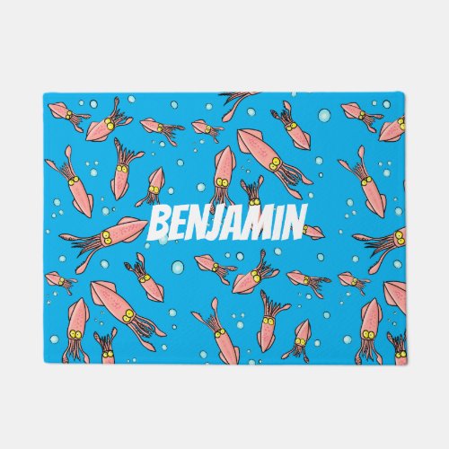 Cute funny pink squid cartoon pattern doormat