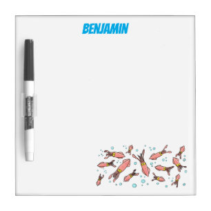 Cute funny pink squid cartoon pattern dry erase board