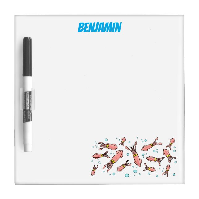 Cute funny pink squid cartoon pattern dry erase board (Front)