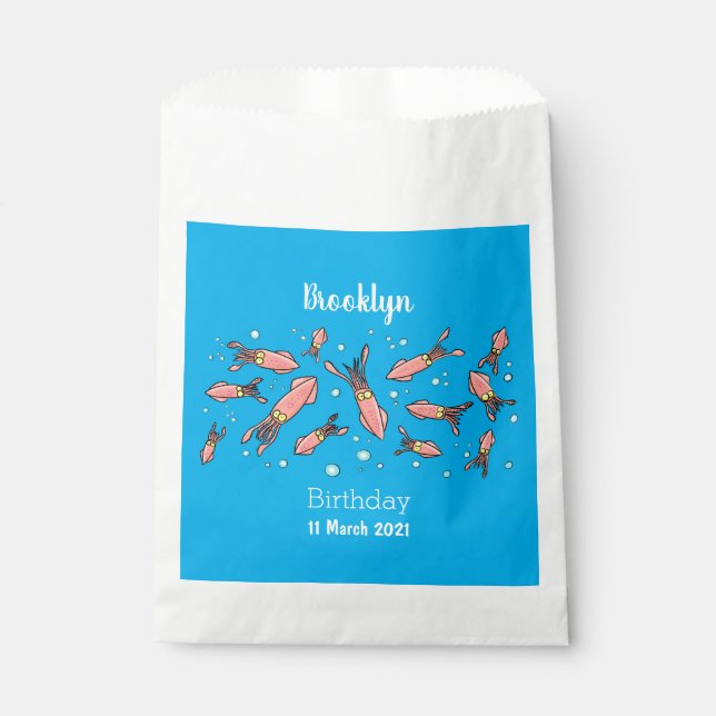 Cute funny pink squid cartoon pattern favor bag (Front)