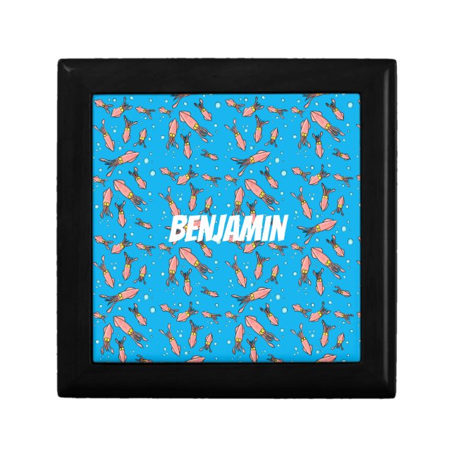 Cute funny pink squid cartoon pattern gift box (Front)