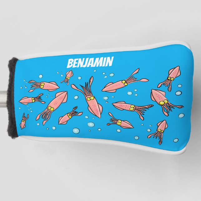 Cute funny pink squid cartoon pattern golf head cover (Front)