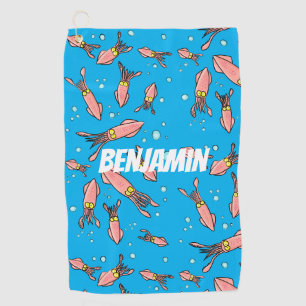 Cute funny pink squid cartoon pattern golf towel