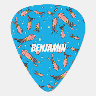 Cute funny pink squid cartoon pattern guitar pick