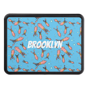 Cute funny pink squid cartoon pattern hitch cover