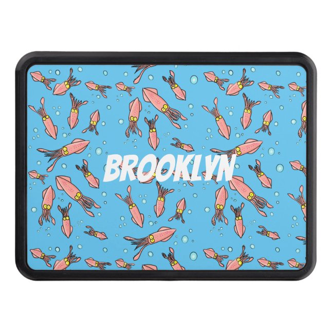 Cute funny pink squid cartoon pattern hitch cover (Front)