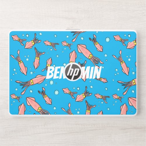 Cute funny pink squid cartoon pattern HP laptop skin