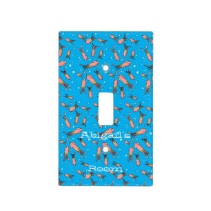 Cute funny pink squid cartoon pattern light switch cover