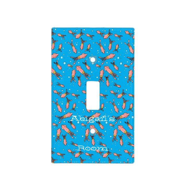Cute funny pink squid cartoon pattern  light switch cover (Front)