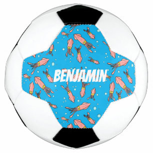 Cute funny pink squid cartoon pattern soccer ball