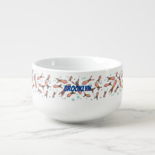 Cute funny pink squid cartoon pattern soup mug