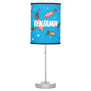 Cute funny pink squid cartoon pattern table lamp