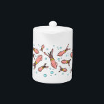 Cute funny pink squid cartoon pattern teapot<br><div class="desc">Features our funny cartoon squid swimming in a sea of bubbles pattern. Calamari anyone?</div>