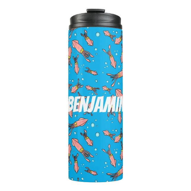 Cute funny pink squid cartoon pattern thermal tumbler (Front)
