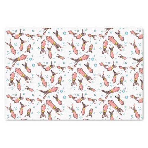 Cute funny pink squid cartoon pattern tissue paper