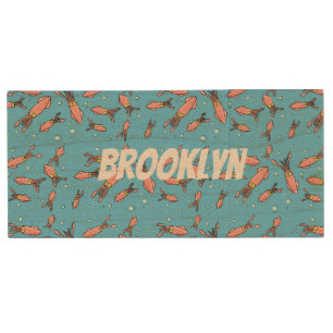 Cute funny pink squid cartoon pattern wood flash drive