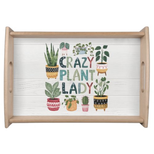 Cute Funny Plant Quotes White Wooden Backgrounds Serving Tray