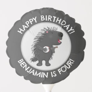 Cute funny porcupine personalized birthday cartoon balloon