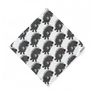 Cute funny porcupine playing banjo cartoon bandana