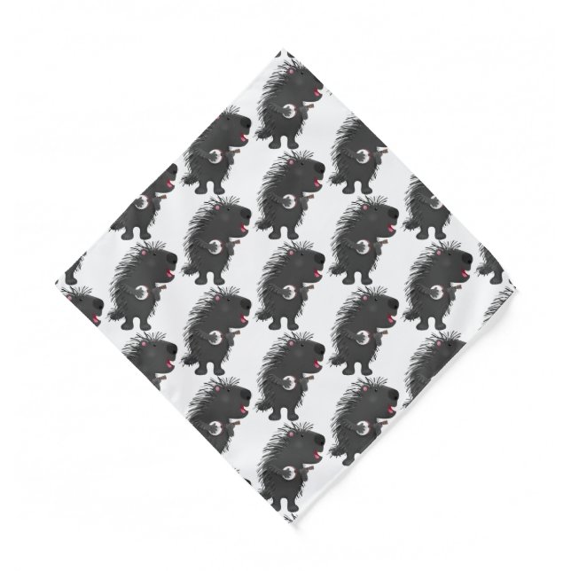 Cute funny porcupine playing banjo cartoon bandana (Front)