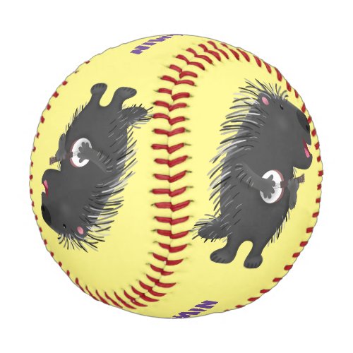 Cute funny porcupine playing banjo cartoon baseball