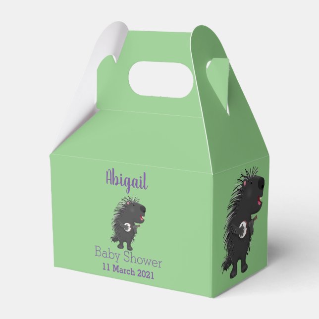 Cute funny porcupine playing banjo cartoon favor boxes (Front Side)