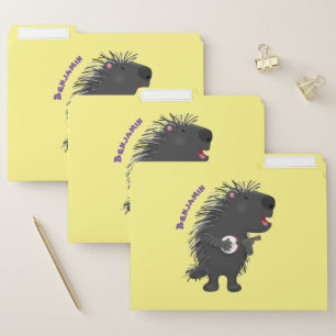 Cute funny porcupine playing banjo cartoon file folder