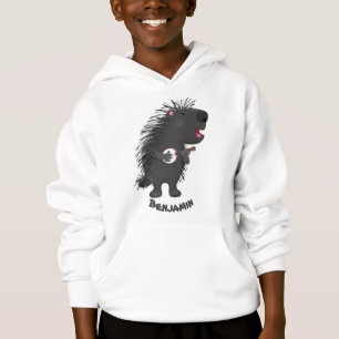 Cute funny porcupine playing banjo cartoon hoodie
