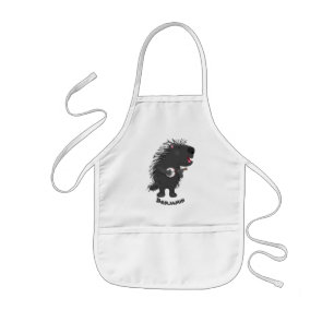 Cute funny porcupine playing banjo cartoon kids' apron