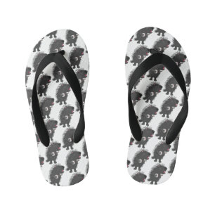 Cute funny porcupine playing banjo cartoon kid's flip flops