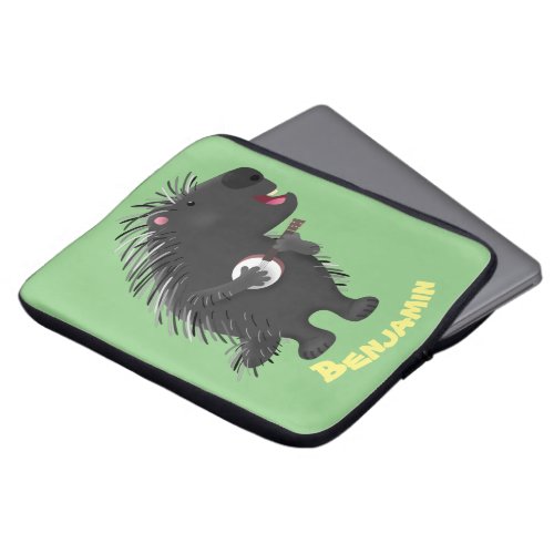 Cute funny porcupine playing banjo cartoon laptop sleeve